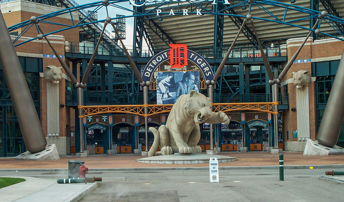 Tiger Statues at Comerica Park on Woodward Avenue, Detroit